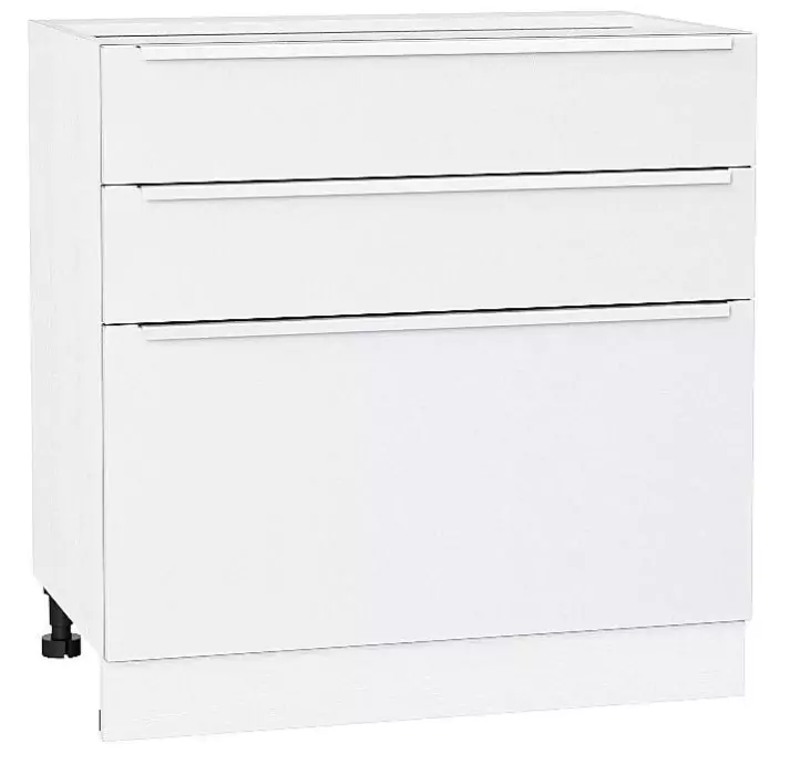 Шкаф нижний с 3-мя ящиками Фьюжн 800 Silky White/Белый