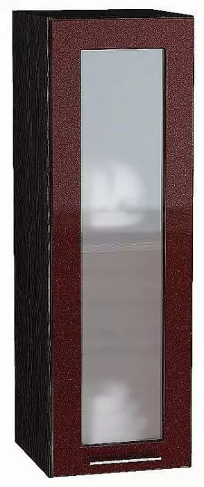 Шкаф верхний с 1-ой остекленной дверцей Валерия-М 920х300 Гранатовый металлик/Венге
