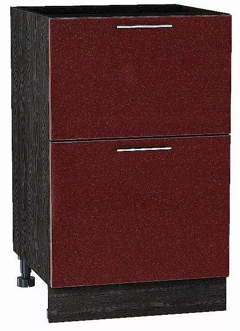 Шкаф нижний с 2-мя ящиками Валерия-М 500 Гранатовый металлик/Венге