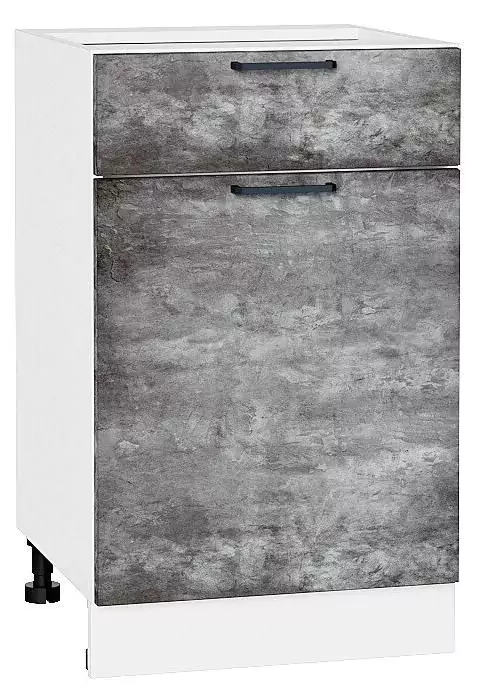 Шкаф нижний с 1-ой дверцей и ящиком Флэт 500 Temple Stone 2S/Белый