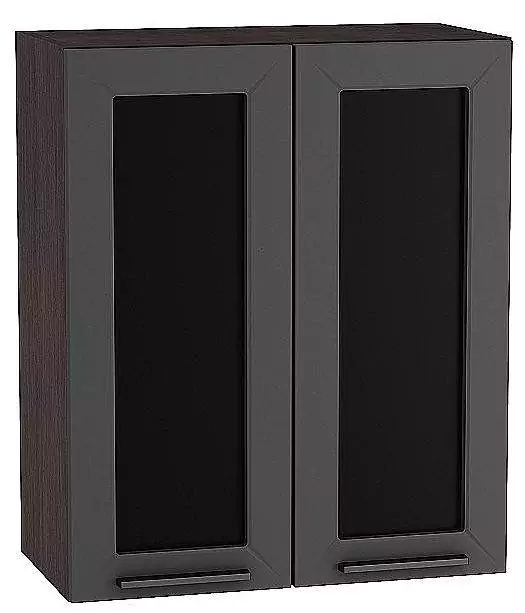 Шкаф верхний с 2-мя остекленными дверцами Глетчер 920х600 Маренго Силк/Венге