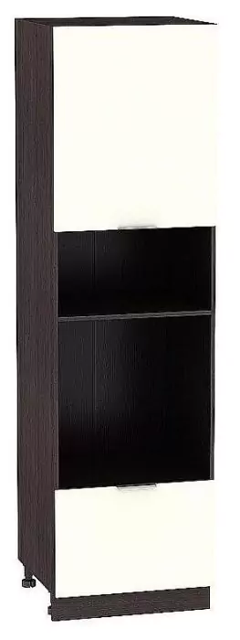 Шкаф пенал под бытовую технику с 1-ой дверцей и ящиком Терра 606 (для верхних шкафов высотой 720) Ваниль Софт/Венге