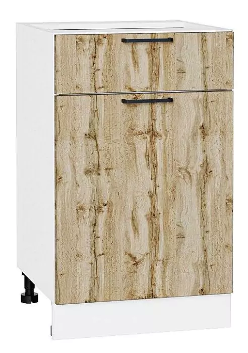 Шкаф нижний с 1-ой дверцей и ящиком Флэт 500 Wotan Oak 2S/Белый