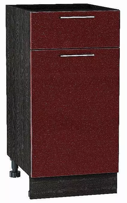Шкаф нижний с 1-ой дверцей и ящиком Валерия-М 400 Гранатовый металлик/Венге