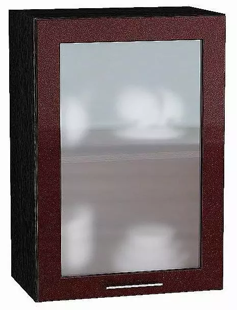 Шкаф верхний с 1-ой остекленной дверцей Валерия-М 720х500 Гранатовый металлик/Венге