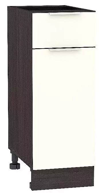 Шкаф нижний с 1-ой дверцей и ящиком Терра 300 Ваниль Софт/Венге