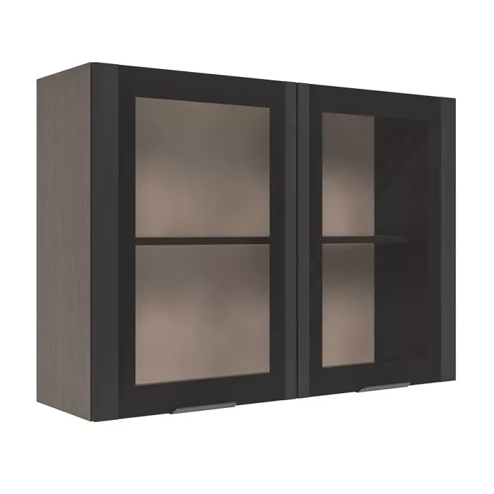 Шкаф верхний со стеклом ШВС 1000 "София" Норд (софт черный) дизайн 2