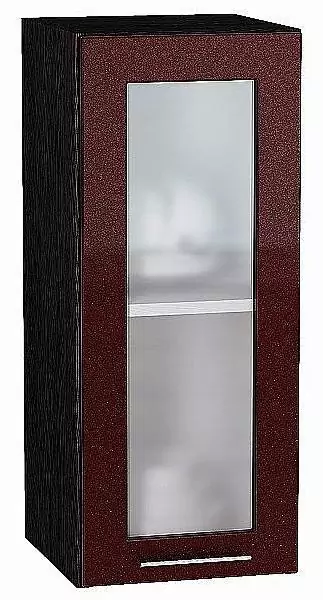 Шкаф верхний с 1-ой остекленной дверцей Валерия-М 720х300 Гранатовый металлик/Венге