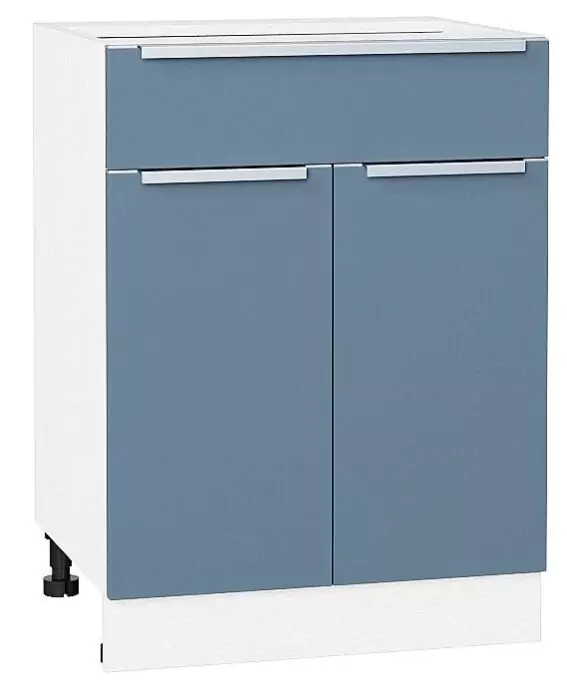 Шкаф нижний с 2-мя дверцами и ящиком Фьюжн Silky Blue/Белый