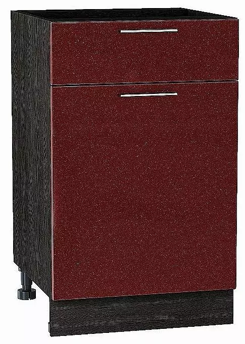 Шкаф нижний с 1-ой дверцей и ящиком Валерия-М 500 Гранатовый металлик/Венге