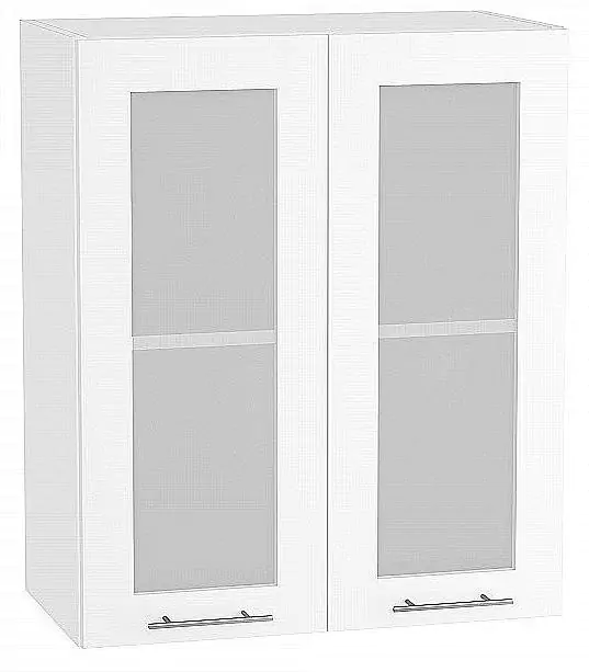 Шкаф верхний с 2-мя дверцами остекленными Валерия-М 720х600 Белый глянец/Белый