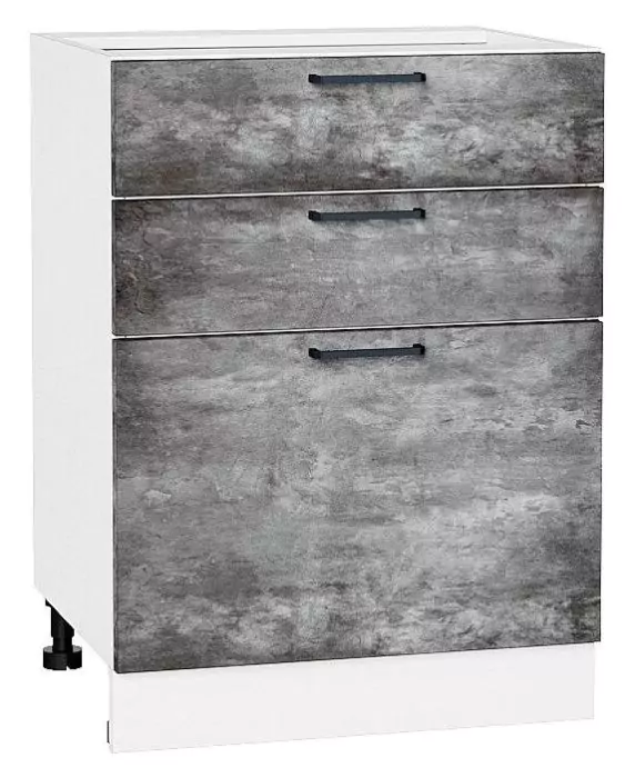 Шкаф нижний с 3-мя ящиками Флэт 600 Temple Stone 2S/Белый