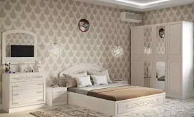 Спальня Венеция (белый/жемчуг) дизайн 3 Бежевый