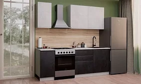 Модульная кухня Бруклин МДФ 1.6м (бетон белый/бетон черный) Белый 