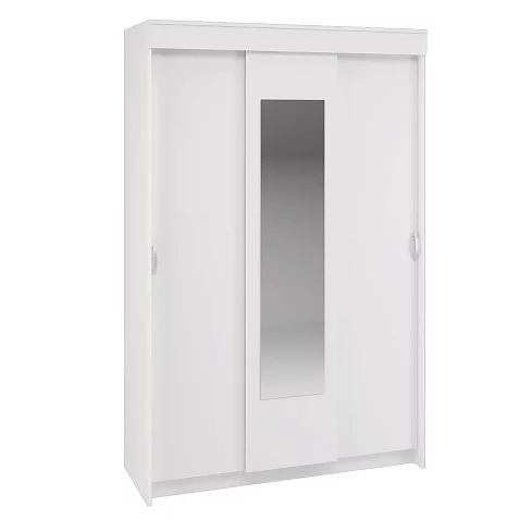 Шкаф-купе Бассо 1.3 м (белый)+комод Бассо (белое дерево), Белый