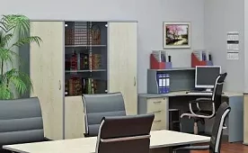 Набор корпусной мебели в офис 16 Рива С Серый
