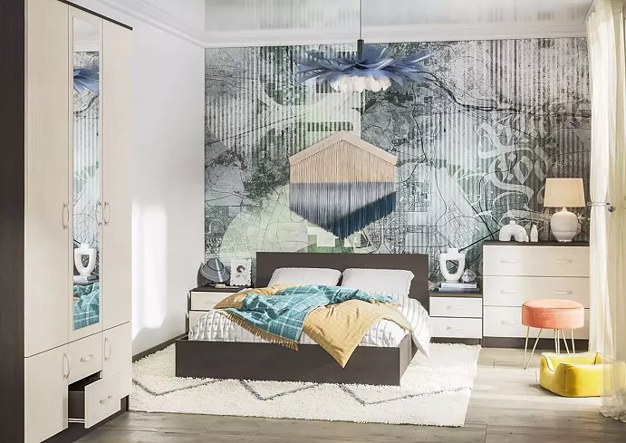 Спальня Ронда (венге/дуб белфорд) дизайн 22, Коричневый