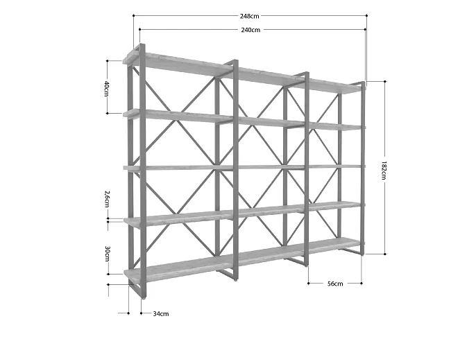 Стеллаж Айсберг Лофт 240х182-4, Белый