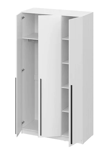 Шкаф распашной трёхстворчатый Берген (Лорена) ШК-1200 с зеркалом (белое дерево), Белый