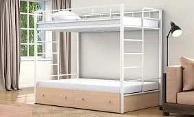 Кровать двухъярусная Валенсия 120 твист (с ящиком) Кровати без механизма Белый 