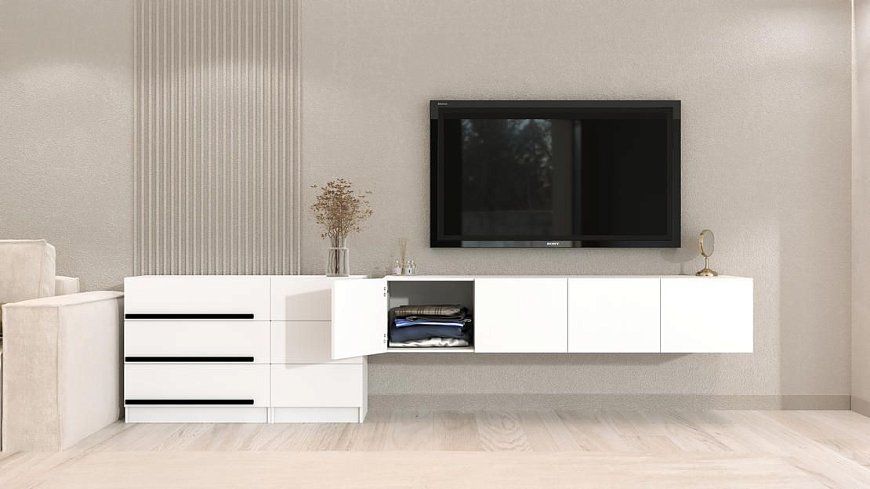 Комплект в гостиную Бастион 3.3 м, Белый
