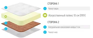Матрас детский Лонакс Малыш ППУ10 Кокос Бежевый 