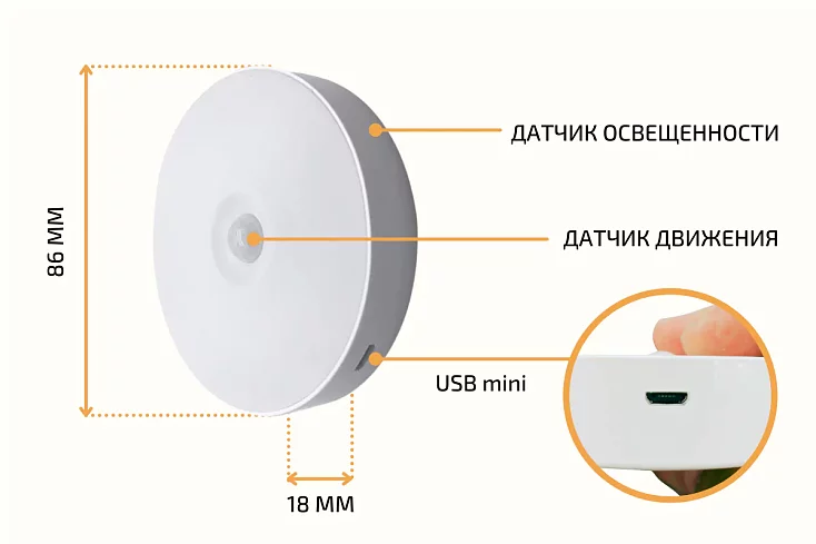 Подсветка для шкафа, Белый